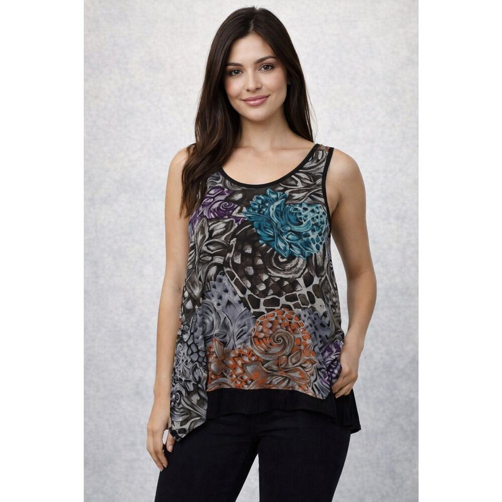 Vivienne Tam sleeveless tank top abstract floral maximalist lagenlook medium NWT